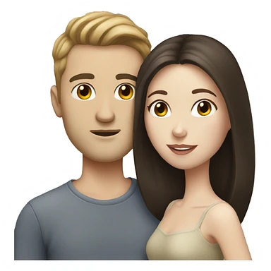 brunette, pale skinned Couple kissing  sticker