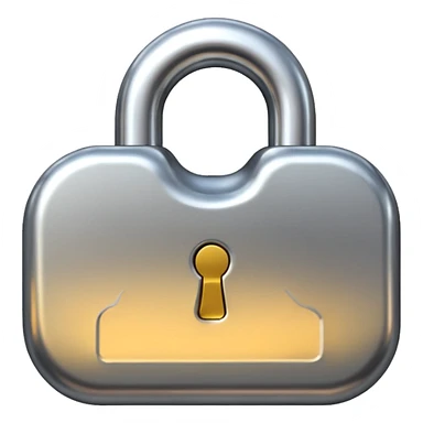 Chrome silver lock emoji, iOS emoji style, smooth metallic surface, rounded edges, reflective highlights, minimalistic sticker