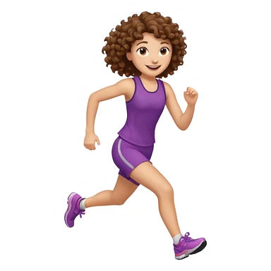 tail curly brown hair girl running sticker