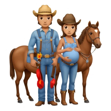 pregnant male with horse sticker