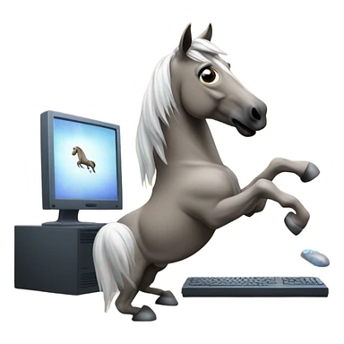 Horse making a wheelie with headset looking a monitor sticker