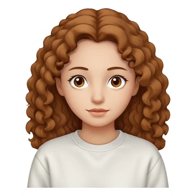 Una donna con una felpa semplice bianca,ha gli occhi marroni,i capelli marroni chiaro , c’è gli ha lunghi e ricci ma non troppo sticker