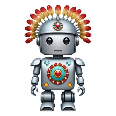 Full Robotic figure wearing native American regalia sticker
