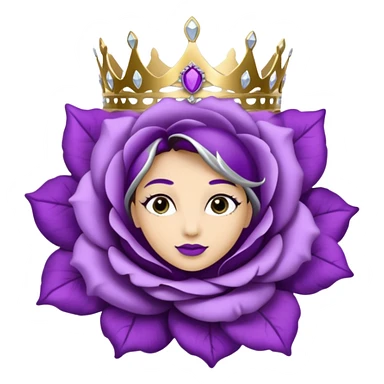 Purple rose flower, silver circle plaque with silver tiara sticker