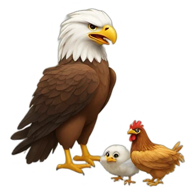 eagle and chicken chicks sticker