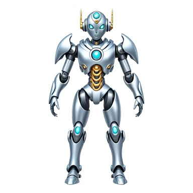 Shiny Futuristic Mechanical Glossy Celestial Godly Divine Metal-Cyborg-Fakemon-Pokemon-Digimon-Spectrobes-fusion, full body sticker