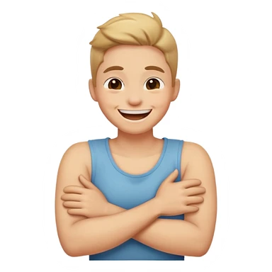 Arms crossed around neck laughing  sticker