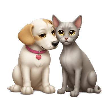 Cat and dog kissing sticker