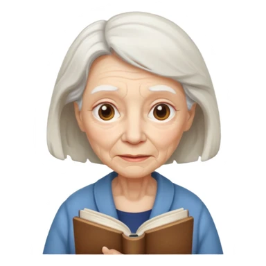 elderly female holding book sticker
