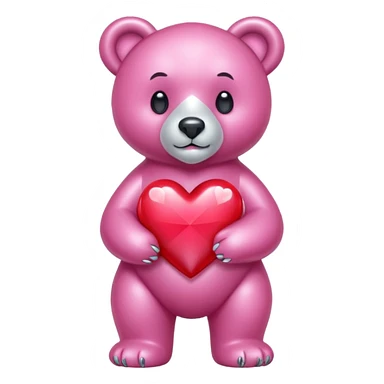 diamond bear pink  with a red heart de cuerpo entero sticker