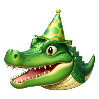 crocodile wearing a party hat sticker