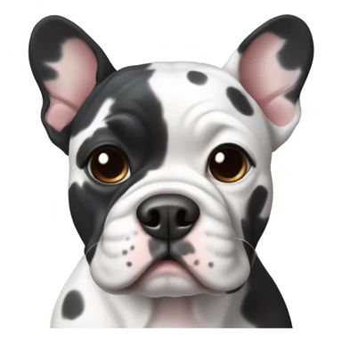 black with white and gray spots french bull dog sticker