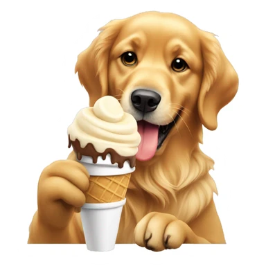 Golden retriever eating ice cream sticker