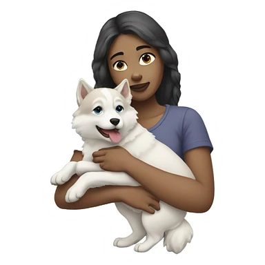 Pale girl holding a husky sticker