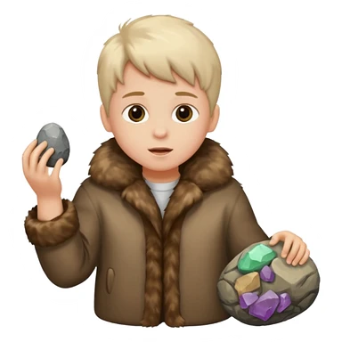 a kid wearing fur clothing, playing stone



















 sticker