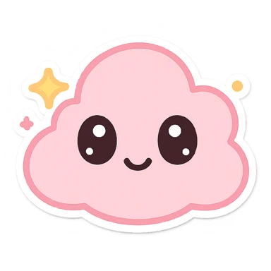 pink sticker with sparkles, kawaii style sticker