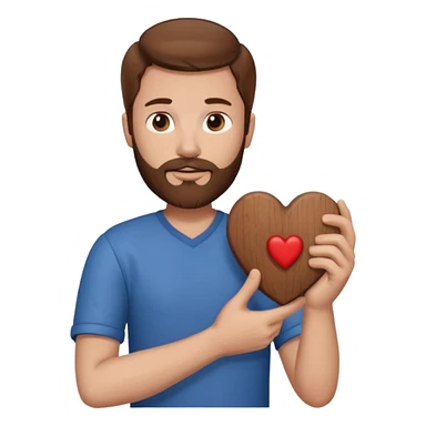 Man with brown hair & beard holding heart in his Arm sticker
