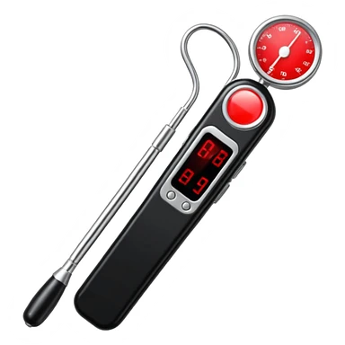 the neuralyzer from Men in Black movies; a pocket sized, extendable silver probe with a red light that flashes at the tip and 3 small black dials in the extended part; same width from end to end sticker