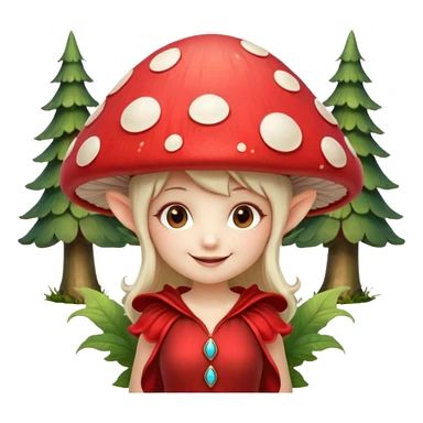 mushroom fairy portrait, head and shoulders only, wearing a large mushroom cap hat, tiny glowing wings visible behind shoulders, cute magical smile, forest fantasy vibe, 3D cartoon, mobile game icon style, clean background, no text, no watermark

 sticker