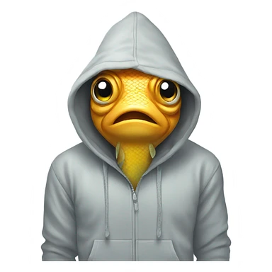 Fish wearing a hoodie sticker