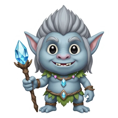 Gray troll holding crystal wand sticker
