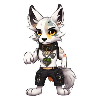 cool edgy animal fursona by griffsnuff & LiLaiRa & Falvie with badass colors and a collar full body sticker