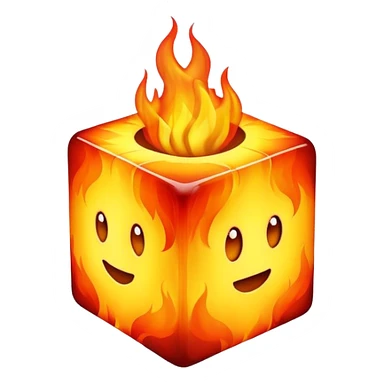 Cube made of fire sticker
