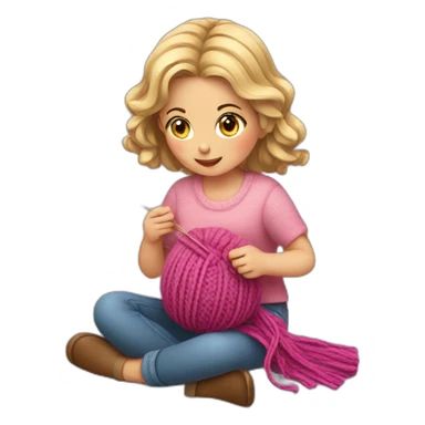 girl knitting sticker