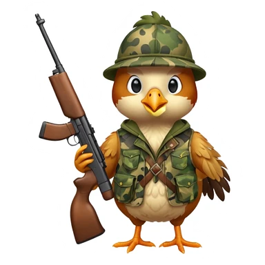 Chicken dressed as an hunter sticker