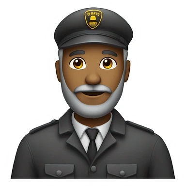 create a dark-skinned taxi driver emoji with a gray beard and wearing a beret. sticker