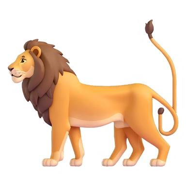 FULL BODY panthera leo male style wild, full flat cute side profile design in 3d soft l centered composition cartoon style128x128 pixels 1 tail sticker