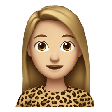 Women with blue eyes and long brown hair wearing a leopard print top sticker