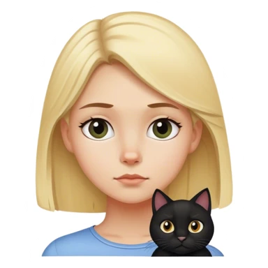 Blonde girl thinking about black cat sticker