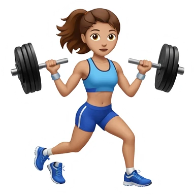 one women running and lifting weights. brown hair, light skin, hazel eyes. sticker