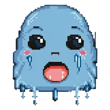 silly sad crying emoji with over-the-top tears sticker