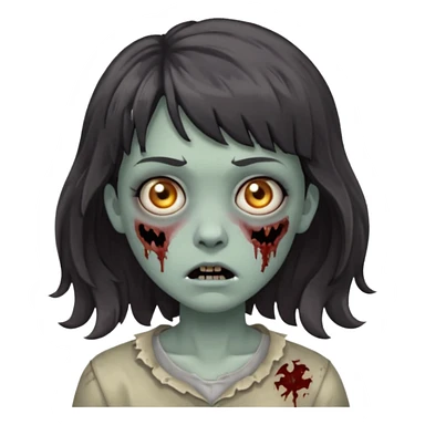 A zombie with big wavy dark hair and short bangs sticker