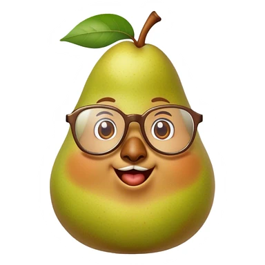 a cute talking pear with glasses sticker