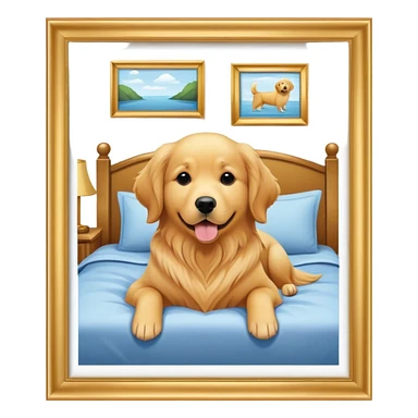 Bedroom with a dog in it sticker