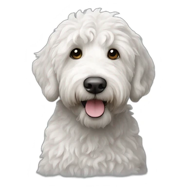 Perro labradoodle de color blanco y negro sticker
