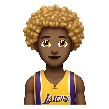 person with curly hair with a yellow lakers jersey on sticker
