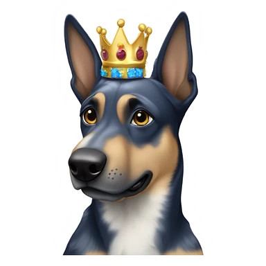A malinois dark blue merle color with a crown on his head sticker