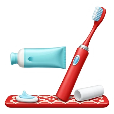 Toothbrush and toothpaste with Salah mat sticker