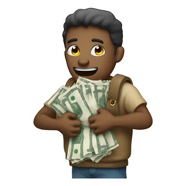 Man hugging money bag no emotion  sticker