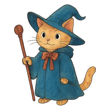 ghibli style wizard cat sticker