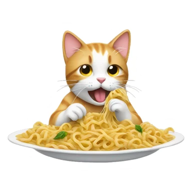 Cat eating pasta  sticker