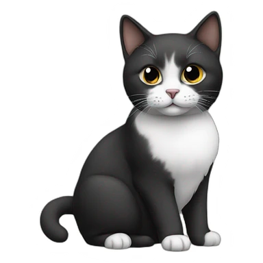 cat black white sticker