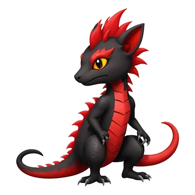 Shiny cool badass Fiery gothic evil black and red salandit-Liten-torracat with a red Mohawk  sticker