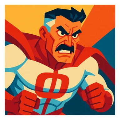 Omni Man exaggerated features, intense expression sticker