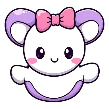 kawaii bow with face and sparkles sticker