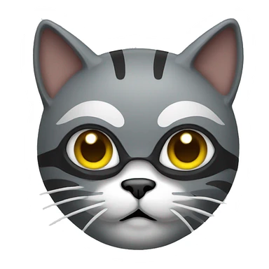 grey cat in ninja mask sticker
